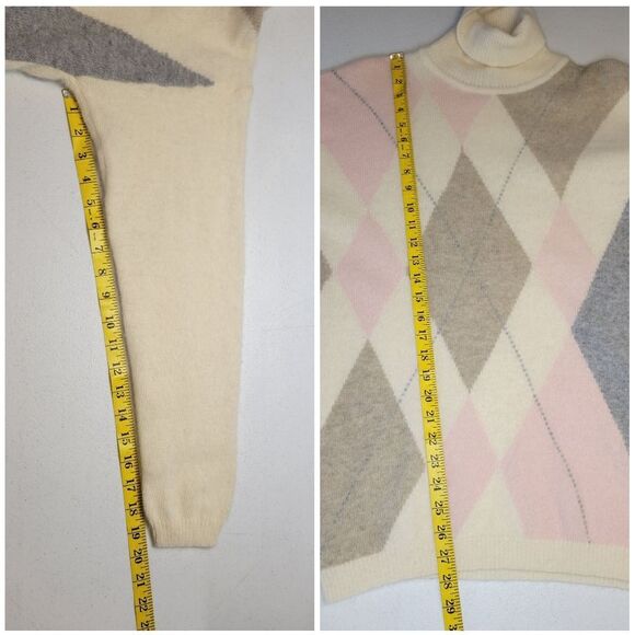Diversity Vintage Women's Argyle Turtleneck Sweater Lambswool Angora - Picture 12 of 12